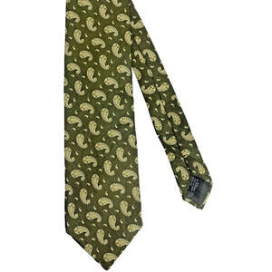 Giorgio Armani Cravatte Gray Cream Silk Paisley Necktie Made in Italy Office